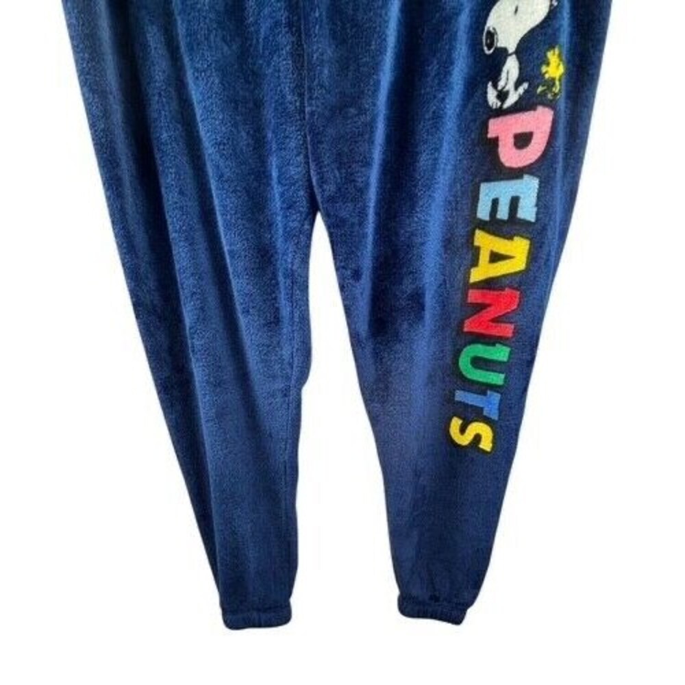 Love Tribe Peanuts Snoopy Graphic Plush Jogger Pants Blue 1X Polyester - Picture 6 of 10
